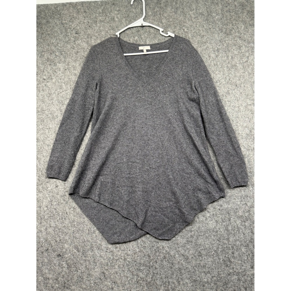 Joie Womens Charcoal Grey V-Neck Asymmetric Handkerchief Hem Knit Sweater Size S